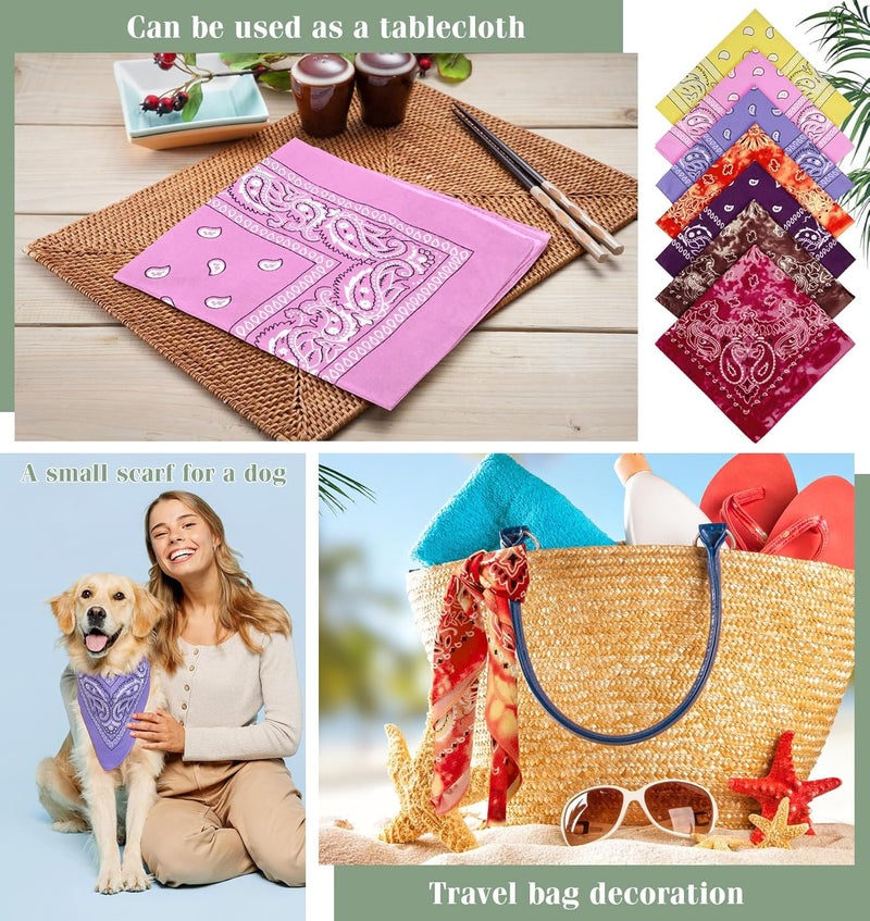 YSense 14 pieces Bandanas Paisley Print Novelty Headband Cowboy Headwraps Scarfs Hair Head Bandana for Women Men Boy Girl - Image 3